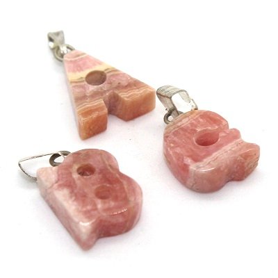 Dije "iniciales" en Rodocrosita Natural Con Perno De Acero