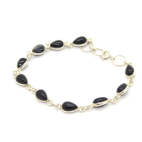 Pulsera de Onix Negro en Cabujones