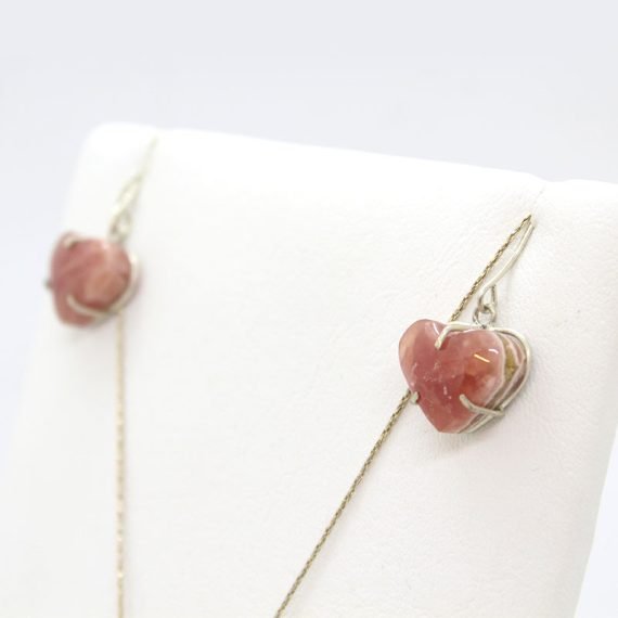 Aros de Rodocrosita corazón  engarzados en plata