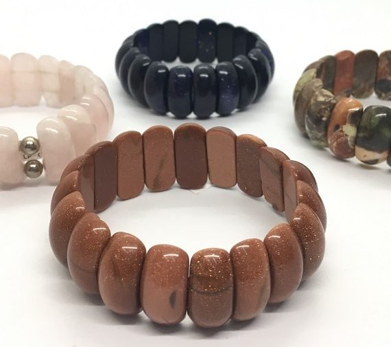 Pulseras elastizadas de cabujones de piedras naturales