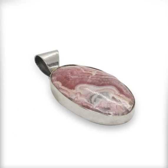 Dije de Rodocrosita ovalado en plata