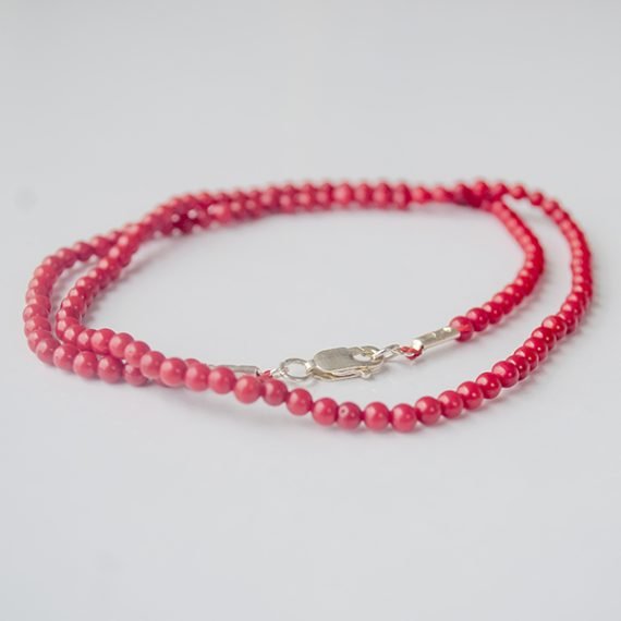 Collar de bolitas de coral rojo natural
