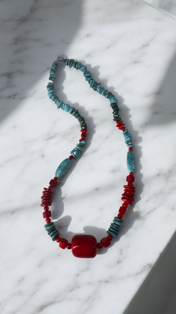 Collar Turquesa y Coral