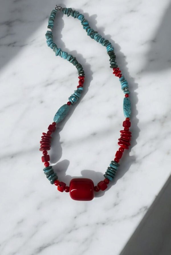 Collar Turquesa y Coral