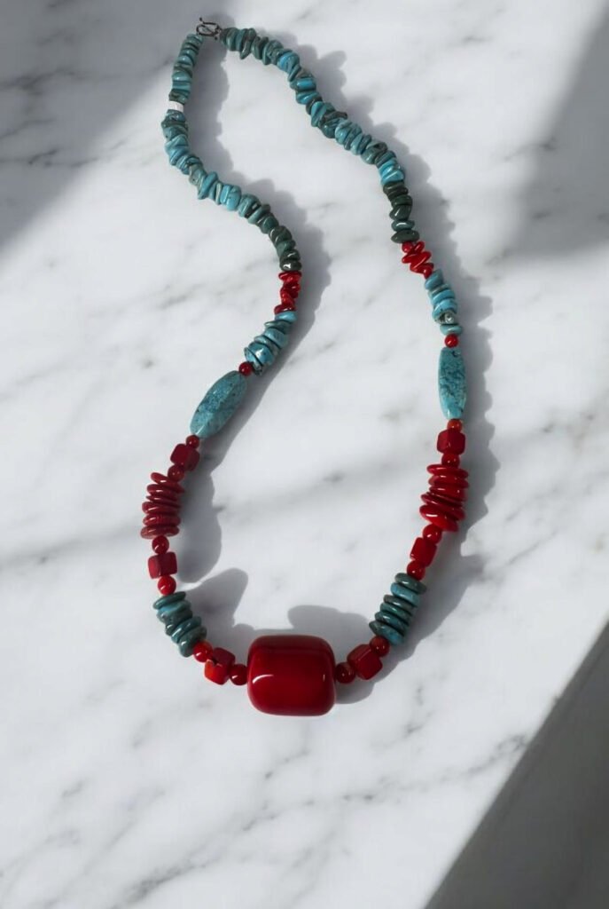 Collar Turquesa y Coral