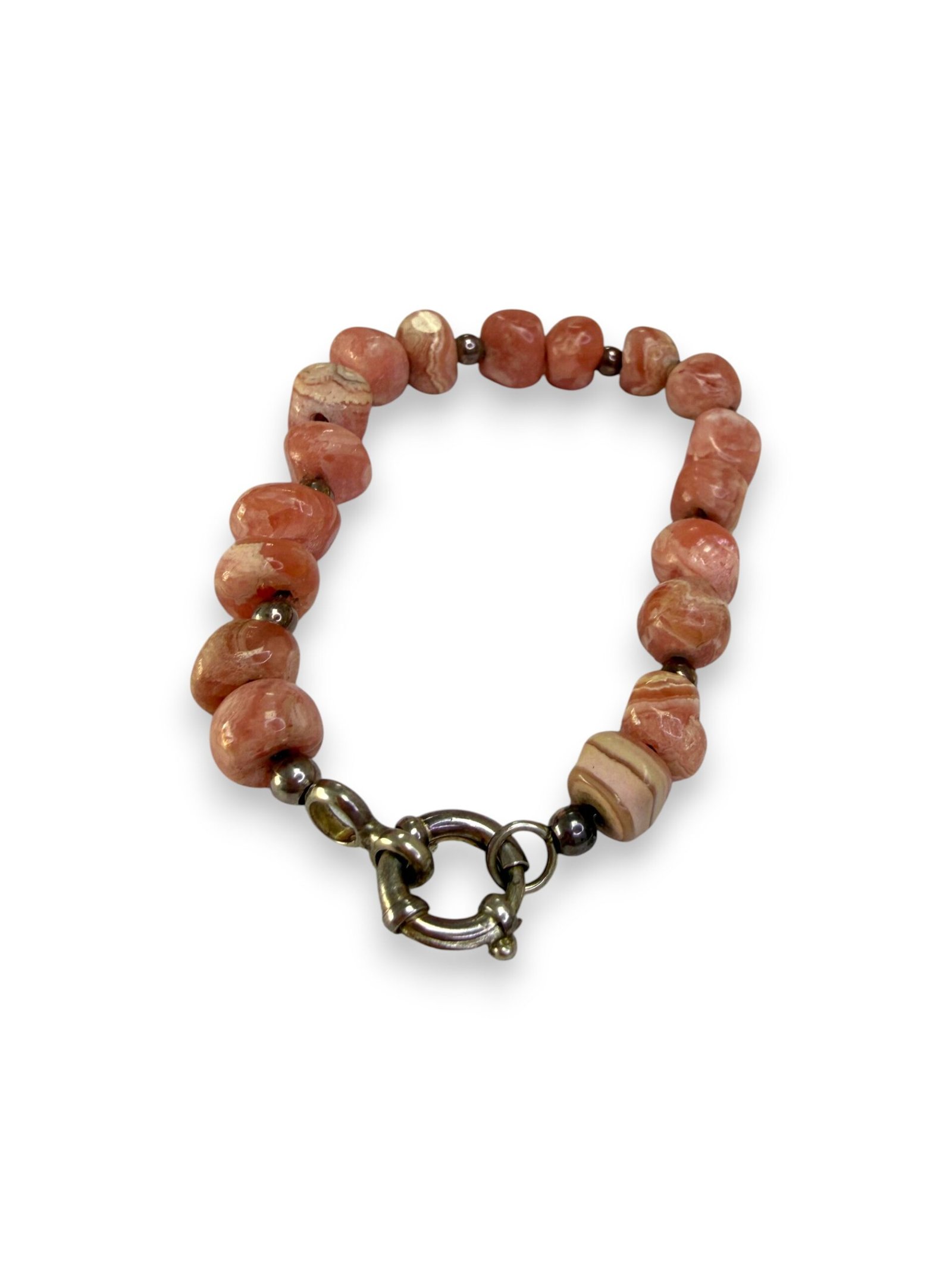 Pulsera Rodocrosita detalles plata