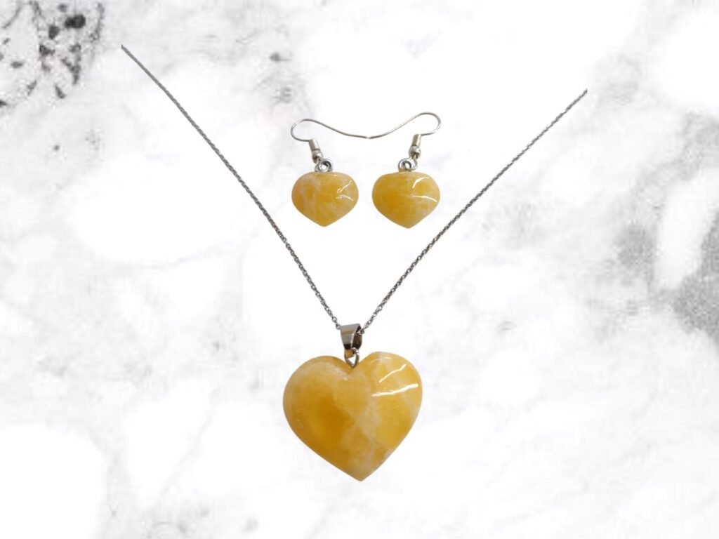 Set de onix amarillo corazones