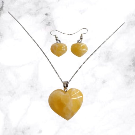 Set de onix amarillo corazones