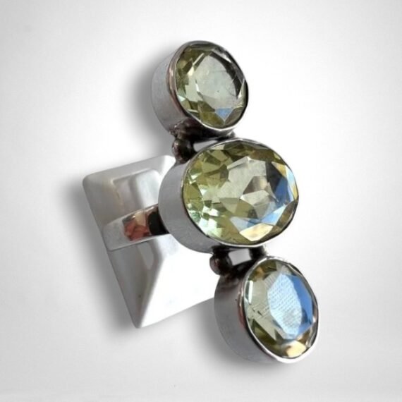 Anillo Cuarzo Limón con Plata