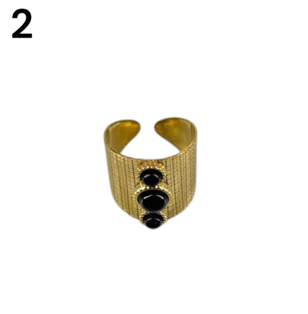 Anillos de tres piedras onix negro