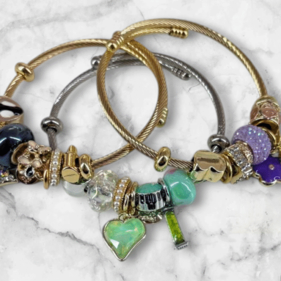 Pulsera con Charms de acero platedo