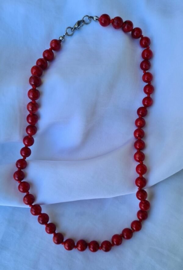 Collar Bolitas Coral Rojo