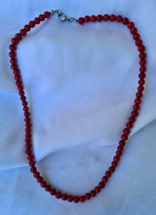 Collar Bolitas Coral Rojo