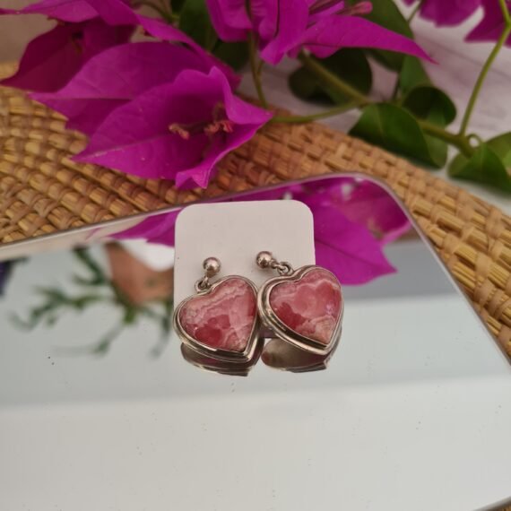 Aros de Rodocrosita con engarce de plata calidad Deluxe