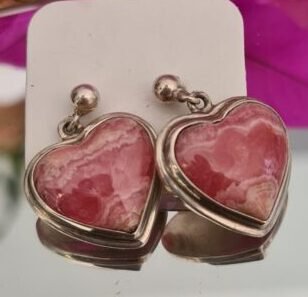 Aros de Rodocrosita con engarce de plata calidad Deluxe