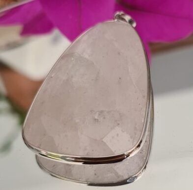 Dije de piedras naturales Ojo de Cuarzo cristal con virola calidad premiun