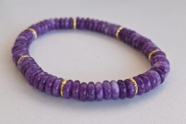 Pulseras de cristal morado pastillitass elasticas
