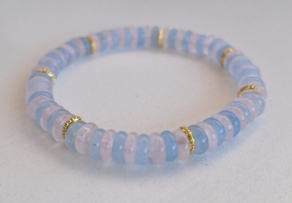Pulseras de cristal rosa y celeste pastillitass elasticas