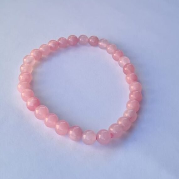 pulsera de Cuarzo rosa piedra natural elástizada