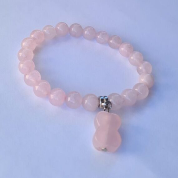 Pulsera de Cuarzo rosa con detalle de huesito