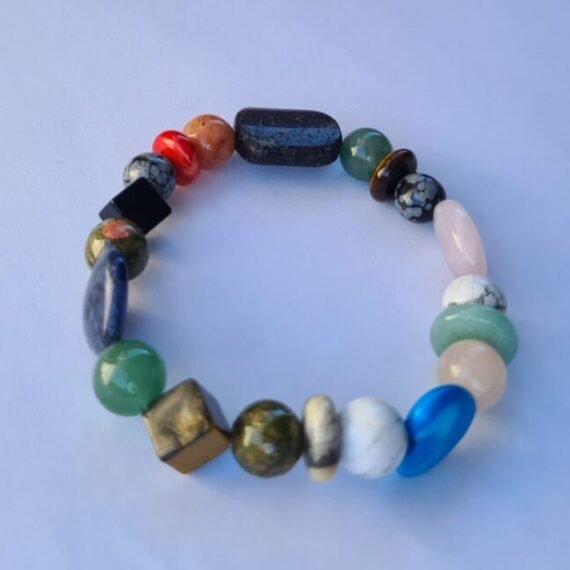 Pulsera multipiedras natural energetica de bolitas chicas