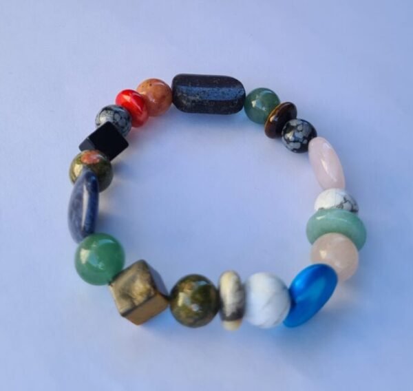 Pulsera multipiedras natural energetica de bolitas chicas