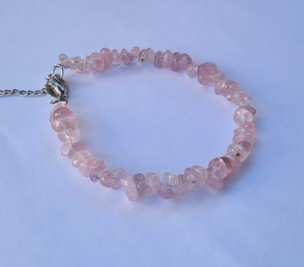 Pulsera de escallas Cuarzo rosa y acero