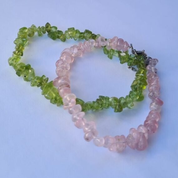Pulsera de Cuarzo Rosa y Peridoto de escallas calidad premiun
