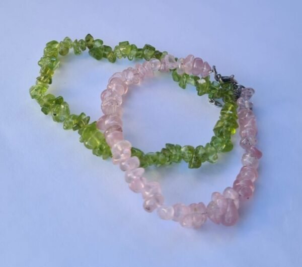 Pulsera de Cuarzo Rosa y Peridoto de escallas calidad premiun
