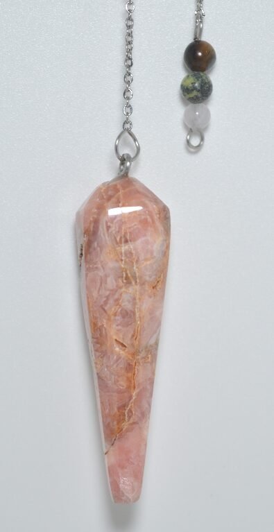 Péndulo de Rodocrosita con bolitas de piedra narutal