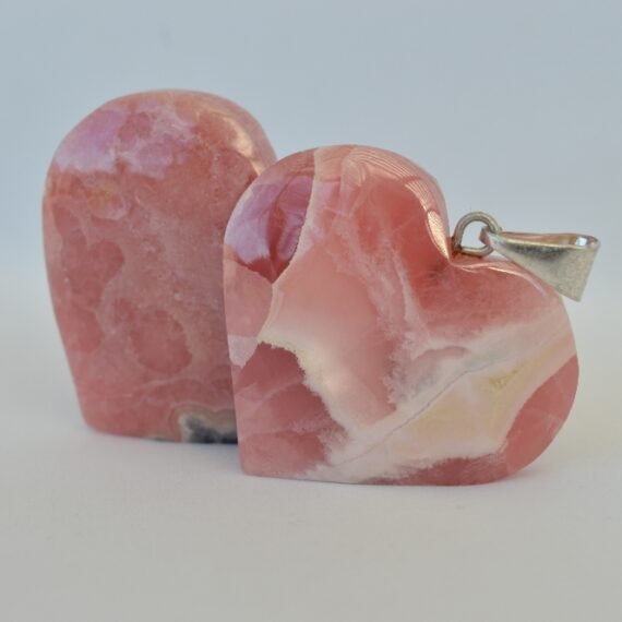 dije de Rodocrosita corazón con pasa cadena de acero