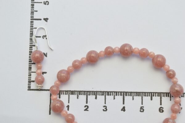 Set de Rodocrosita aros y pulsera con bolitas