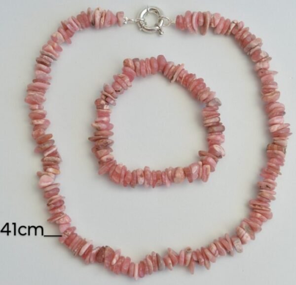 Set de Rodocrosita con escallas natuarles collar y pulsera