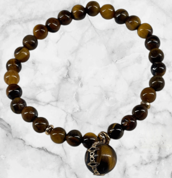 Pulsera Ojo de Tigre con detalle de esfera elástizada