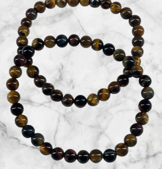 Pulsera Ojos de Tigre con bolitas elastizada