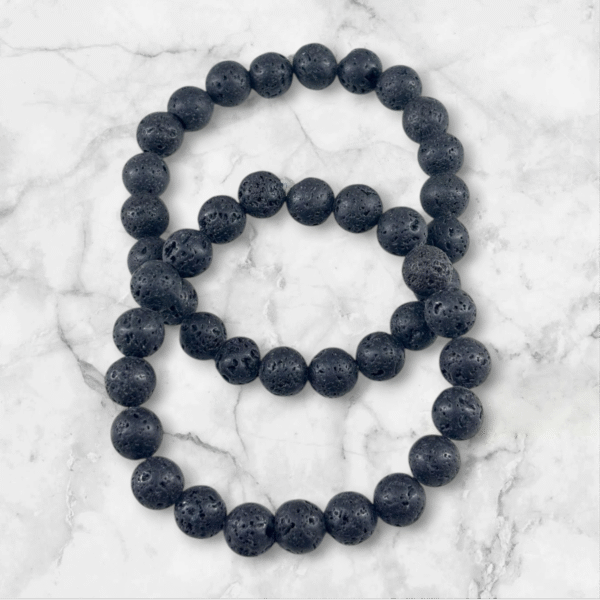 Pulsera de Piedra Volcánica con bolitas elastizada