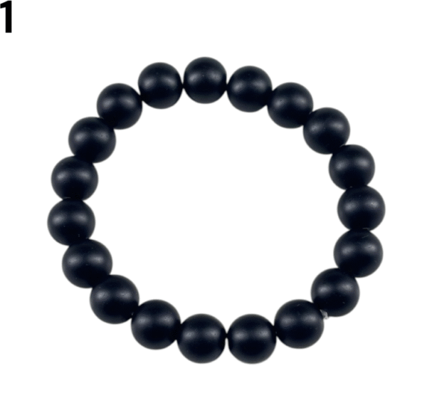 Pulsera de Ónix negro mate con bolitas elástizada