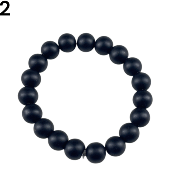 Pulsera de Ónix negro mate con bolitas elástizada