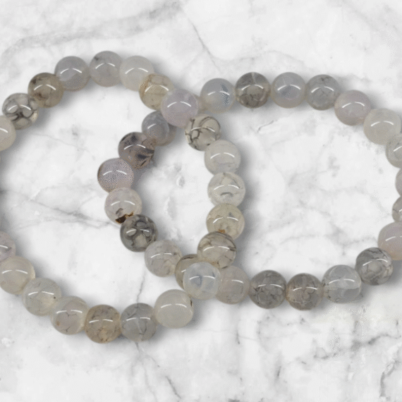 Pulsera de Ágata blanca con bolitas