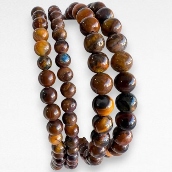 Pulseras Ojos de Tigre con bolitas elastizada