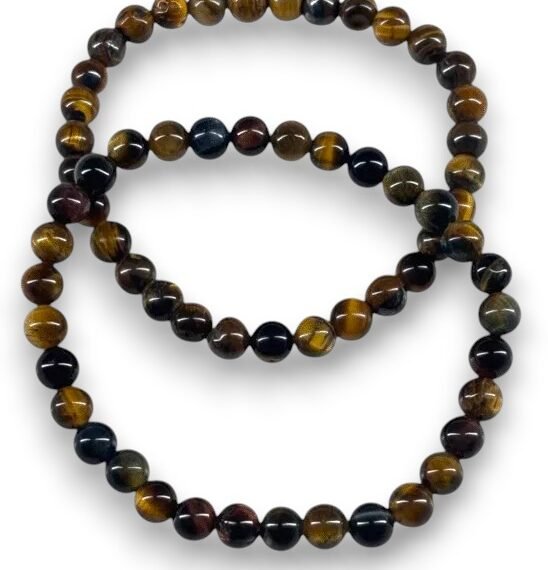 Pulseras Ojos de Tigre con bolitas elastizada