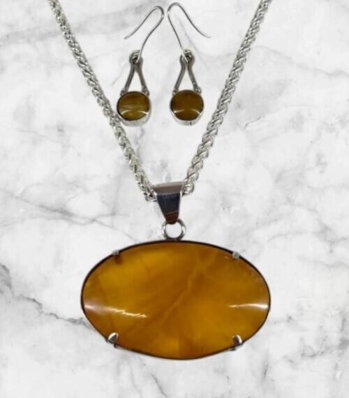 Conjunto de Onix Amarillo con Plata