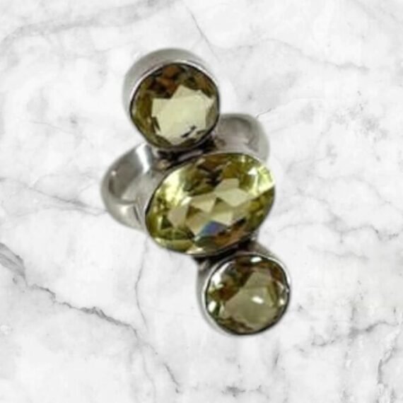 Anillo Cuarzo Limón con Plata
