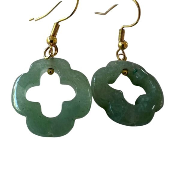 Aros de anzuelo trebol cuarzo verde