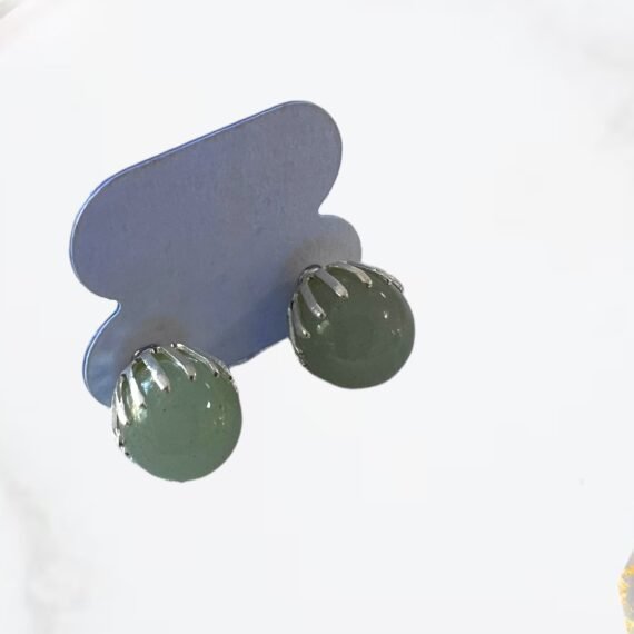 Aros de Cuarzo verde fru fru bañado en plata