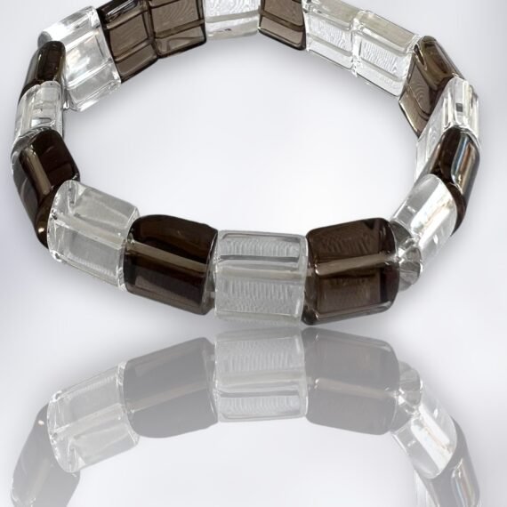 Brazalete de Cristales Facetados Blanco y Negro