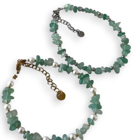 Pulsera de Cuarzo verde con Piedras escalladas