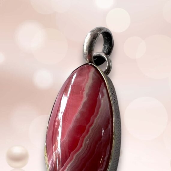 Dije de Rodocrosita engarzado en plata