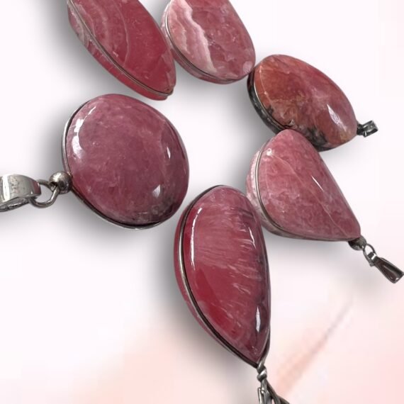 Dijes de Rodocrosita capar de ortiz con hilo de acero