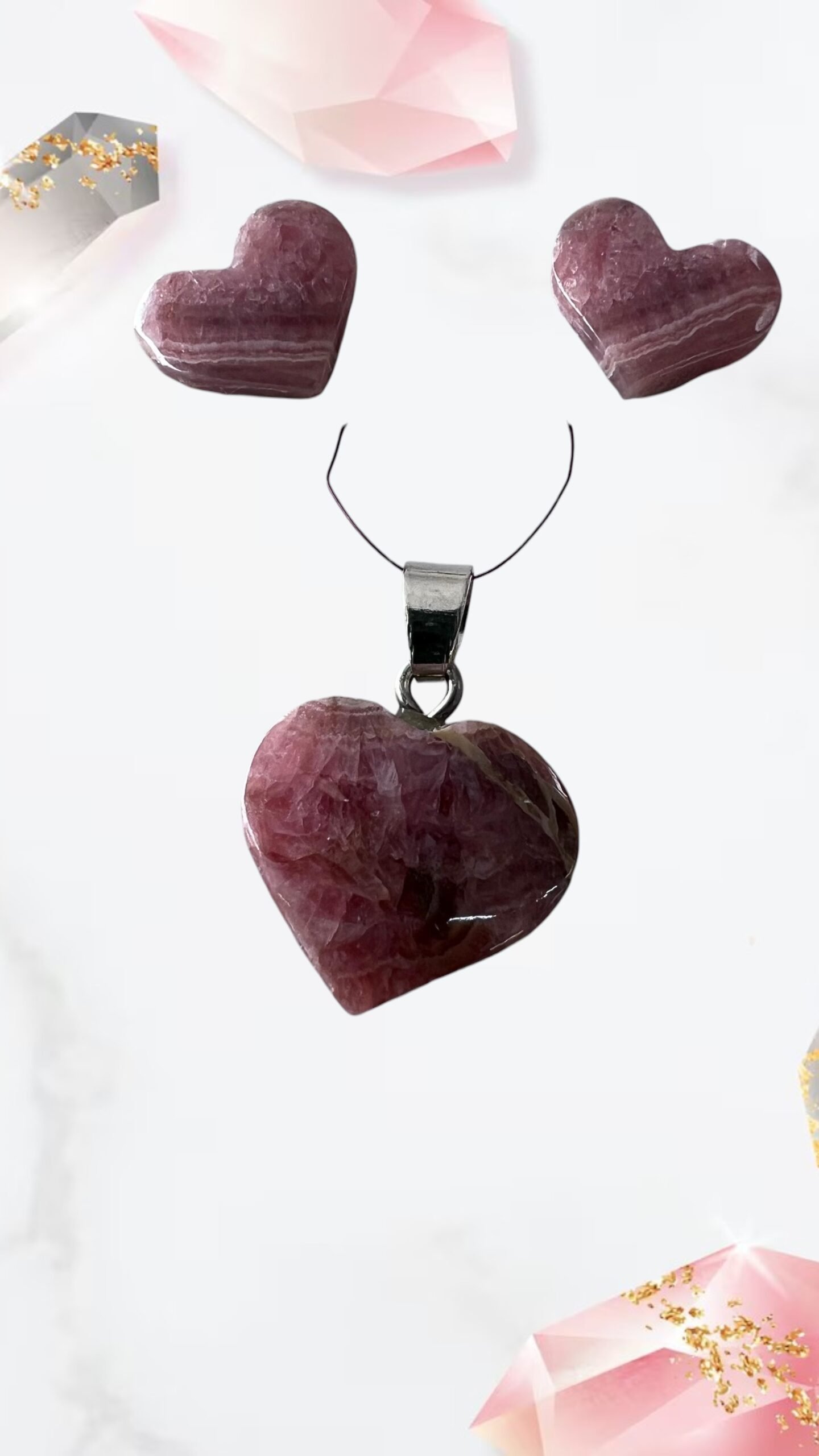 Set de Rodocrosita Corazon con Aros - Imagen 5